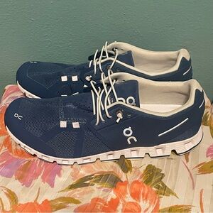 On cloud Running Men's Blue and White Athletic Shoes